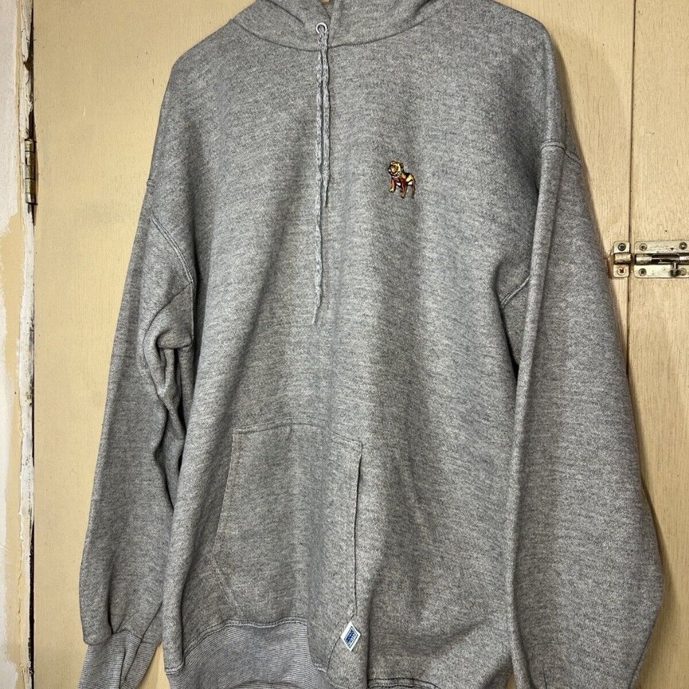 Vtg Discus Athletic Heavyweight Gray Hooded Sweatshirt Usa Made XL Tutlex Dog